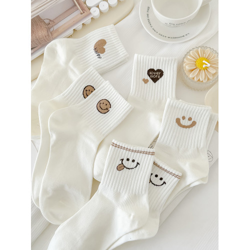5雙襪子女中筒襪奶白秋季韓版卡通ins潮春秋運動中腰秋冬女生外穿 5雙襪子女中筒襪奶白秋季韓版卡通ins潮春秋運動中腰秋冬女生外穿