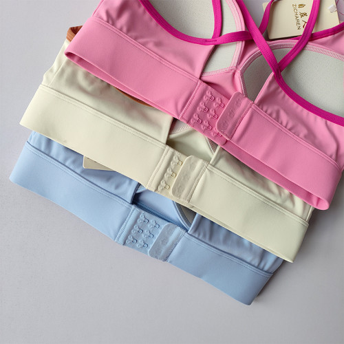 美背撞色運動內衣女夏防震跑步瑜珈背心聚攏一體式專業普拉提文胸 美背撞色運動內衣女夏防震跑步瑜珈背心聚攏一體式專業普拉提文胸