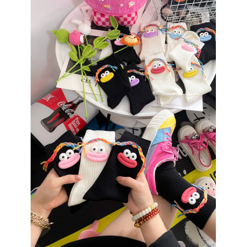 個性搞怪醜萌可愛毛線紥辮大嘴中高筒潮襪配鯊魚褲外穿長筒兒童襪 個性搞怪醜萌可愛毛線紥辮大嘴中高筒潮襪配鯊魚褲外穿長筒兒童襪