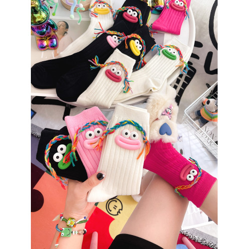 個性搞怪醜萌可愛毛線紥辮大嘴中高筒潮襪配鯊魚褲外穿長筒兒童襪 個性搞怪醜萌可愛毛線紥辮大嘴中高筒潮襪配鯊魚褲外穿長筒兒童襪