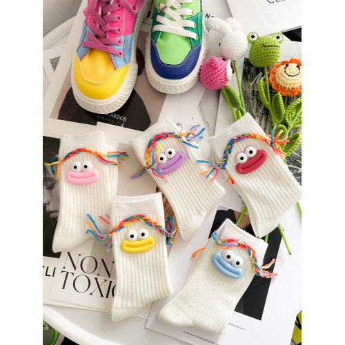 個性搞怪醜萌可愛毛線紥辮大嘴中高筒潮襪配鯊魚褲外穿長筒兒童襪 個性搞怪醜萌可愛毛線紥辮大嘴中高筒潮襪配鯊魚褲外穿長筒兒童襪