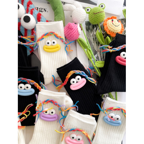 個性搞怪醜萌可愛毛線紥辮大嘴中高筒潮襪配鯊魚褲外穿長筒兒童襪 個性搞怪醜萌可愛毛線紥辮大嘴中高筒潮襪配鯊魚褲外穿長筒兒童襪