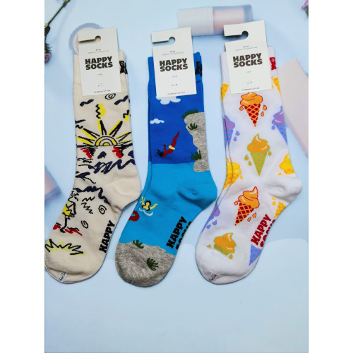 HappySocks新款爆款女中高筒襪瑞典潮牌HS純棉百搭四季款襪子潮襪