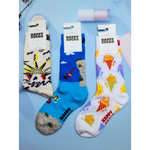 HappySocks新款爆款女中高筒襪瑞典潮牌HS純棉百搭四季款襪子潮襪