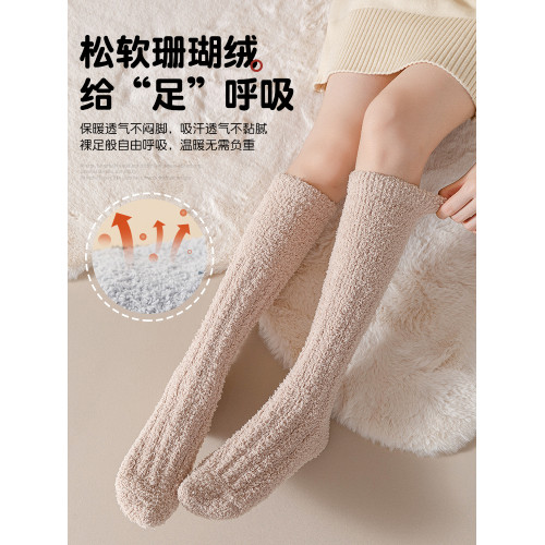 珊瑚絨睡覺穿的襪子女加肥加大碼秋冬保暖長筒月子加絨加厚小腿襪 珊瑚絨睡覺穿的襪子女加肥加大碼秋冬保暖長筒月子加絨加厚小腿襪