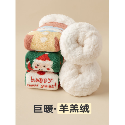 加厚羊羔絨毛襪子女地板襪超厚毛絨睡眠暖腳地板襪防滑秋冬季睡覺 加厚羊羔絨毛襪子女地板襪超厚毛絨睡眠暖腳地板襪防滑秋冬季睡覺