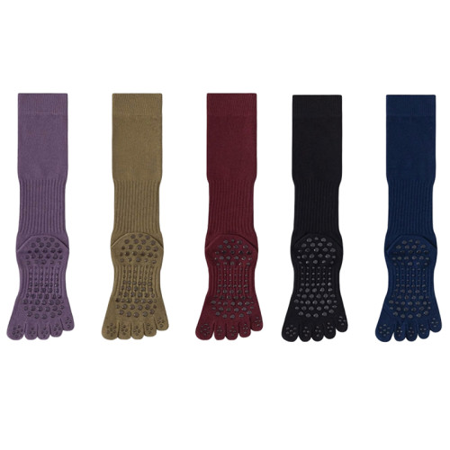 長筒瑜珈襪子防滑專業女五指襪健身防滑襪地板襪成人普拉提襪子 長筒瑜珈襪子防滑專業女五指襪健身防滑襪地板襪成人普拉提襪子