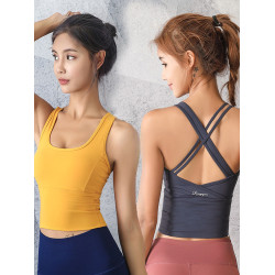 運動內衣女防震聚攏可外穿瑜珈服上衣美背背心長款健身文胸套裝