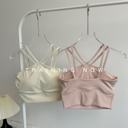 運動內衣女夏季一體式瑜珈健身文胸性感交叉美背外穿跑步訓練背心