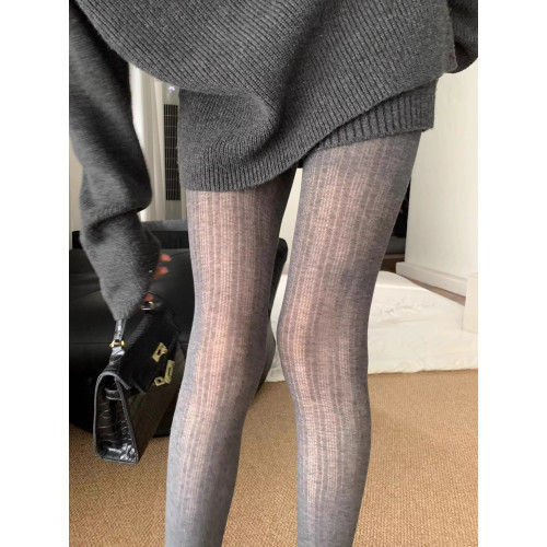 miu風薄款微透灰色連褲襪子女粗細條紋顯瘦透視直腳跟外穿打底襪 miu風薄款微透灰色連褲襪子女粗細條紋顯瘦透視直腳跟外穿打底襪