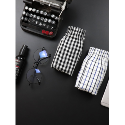 三條裝阿羅褲男士純棉格子大碼家居四角內褲寬松舒適開叉平角褲 三條裝阿羅褲男士純棉格子大碼家居四角內褲寬松舒適開叉平角褲