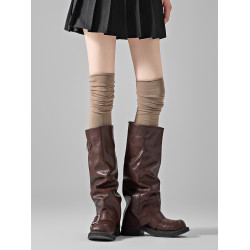 美拉德過膝堆堆襪子女棕色復古搭配長靴子辣妹長筒襪高筒靴襪顯瘦