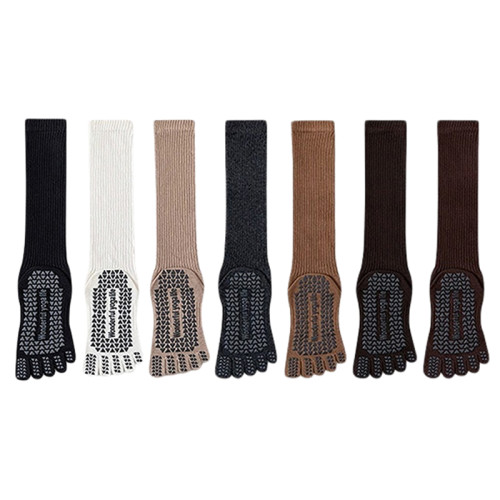 長筒瑜珈襪子防滑專業女五指襪室內地板襪成人防滑襪普拉提襪子 長筒瑜珈襪子防滑專業女五指襪室內地板襪成人防滑襪普拉提襪子