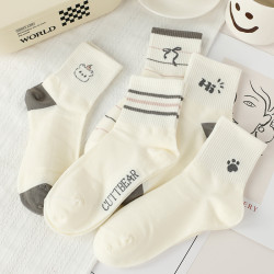 白色襪子女春秋中筒襪ins潮純棉可愛棉襪運動長襪秋冬透氣百搭
