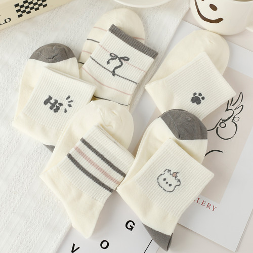 白色襪子女春秋中筒襪ins潮純棉可愛棉襪運動長襪秋冬透氣百搭 白色襪子女春秋中筒襪ins潮純棉可愛棉襪運動長襪秋冬透氣百搭