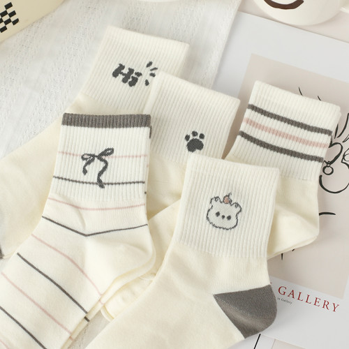 白色襪子女春秋中筒襪ins潮純棉可愛棉襪運動長襪秋冬透氣百搭 白色襪子女春秋中筒襪ins潮純棉可愛棉襪運動長襪秋冬透氣百搭