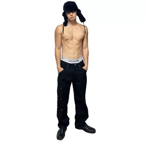 Thug Club惡搞標語字母織帶外露搭內褲趣味小衆平角內褲男女同款