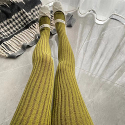 小香風秀款打底褲襪韓國東大門混色寬條連褲襪棉質彩色潮襪瘦腿襪