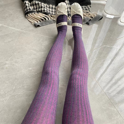 小香風秀款打底褲襪韓國東大門混色寬條連褲襪棉質彩色潮襪瘦腿襪 小香風秀款打底褲襪韓國東大門混色寬條連褲襪棉質彩色潮襪瘦腿襪