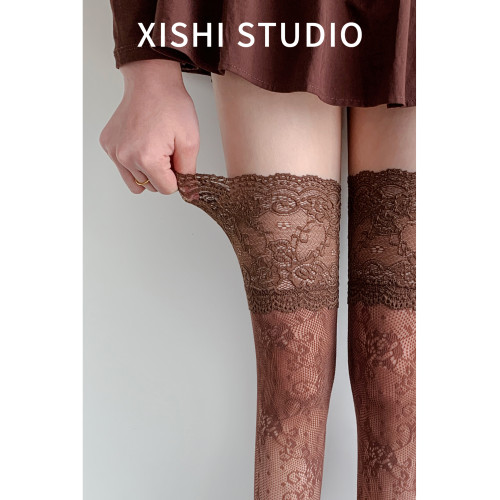 被問爆的美拉德咖~法式花邊蕾絲過膝襪女配靴子咖啡色大腿長筒襪 被問爆的美拉德咖~法式花邊蕾絲過膝襪女配靴子咖啡色大腿長筒襪