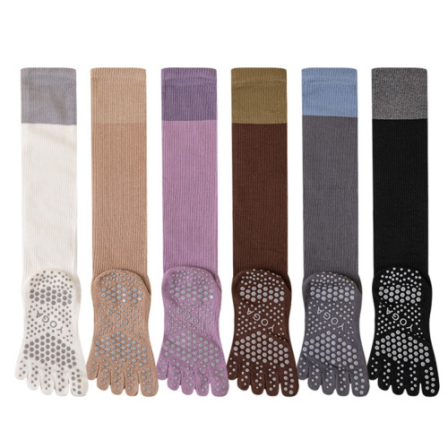 長筒瑜珈襪子防滑專業女五指襪普拉提襪子地板襪成人瑜珈防滑襪 長筒瑜珈襪子防滑專業女五指襪普拉提襪子地板襪成人瑜珈防滑襪