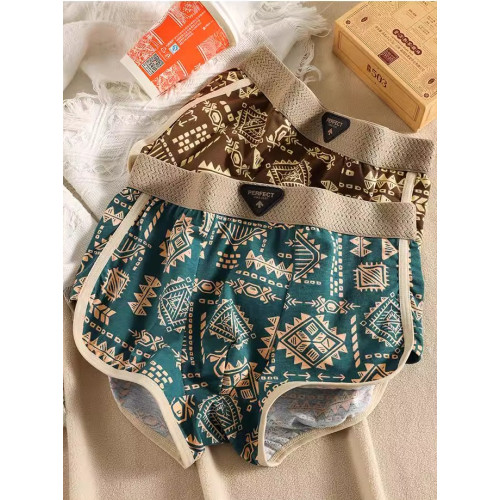 美式復古民族風男士內褲純棉舒適透氣四平角褲潮流個性男生短褲衩 美式復古民族風男士內褲純棉舒適透氣四平角褲潮流個性男生短褲衩