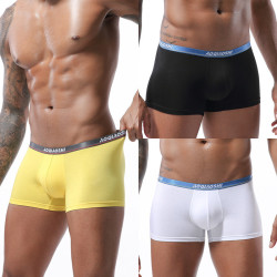 三條男士襠部雙層四角內褲莫代爾無痕U凸囊袋青年性感平角褲衩