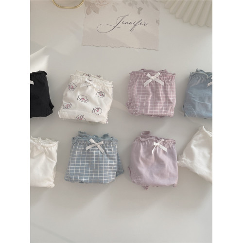 4條格子純棉內褲女低腰簡約荷葉邊女士日系簡約透氣少女生三角褲 4條格子純棉內褲女低腰簡約荷葉邊女士日系簡約透氣少女生三角褲