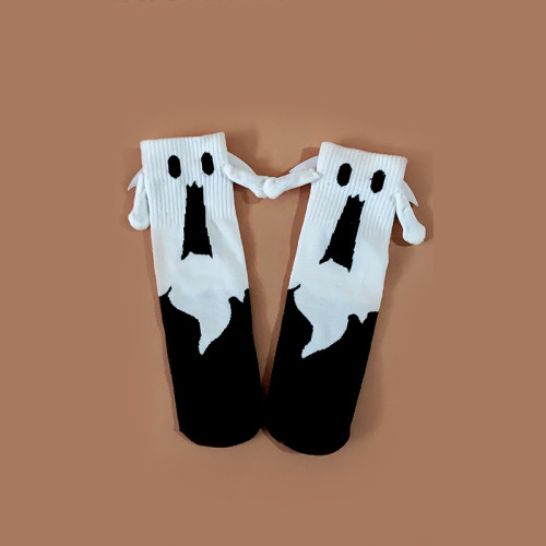 男女個性情侶閨蜜萬聖節中筒襪磁吸牽手襪子黑白天使帶翅膀襪禮物 男女個性情侶閨蜜萬聖節中筒襪磁吸牽手襪子黑白天使帶翅膀襪禮物
