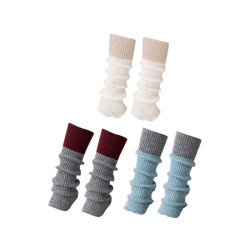 十七家瑜珈襪套針織拼色堆堆襪秋冬保暖搭配撞色小腿襪