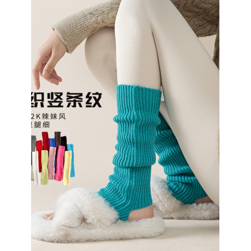 瑜珈秋冬保暖堆堆襪套純色粗線後跟JK學院風Y2K少女日系黃色