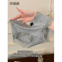 純棉內褲女生全棉檔7A級抗菌中腰女士三角透氣不卡檔底褲高級浪漫