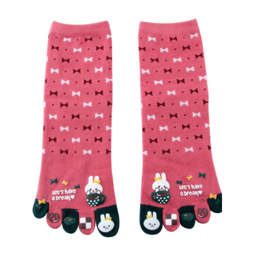 內田女款五指襪女日系純棉卡通中筒可愛腳趾分開襪子溫暖透氣防臭
