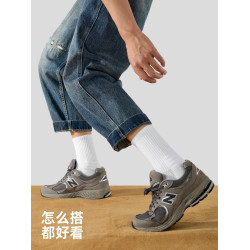 佐印襪子男款純棉紗線秋冬加厚長襪防臭抗菌吸汗男士白色運動襪