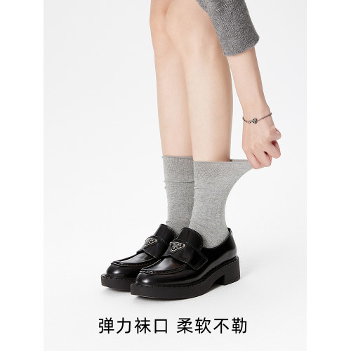 襪子女薄款灰色無骨春秋長筒中筒襪夏季堆堆襪配小皮鞋樂福鞋棉襪 襪子女薄款灰色無骨春秋長筒中筒襪夏季堆堆襪配小皮鞋樂福鞋棉襪