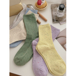 竪條點子紗襪子女中筒襪ins潮純棉春秋日系個性網紅款學院風長襪