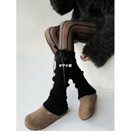 甯小益蝴蝶結堆堆襪套女秋冬襪子保暖蕾絲花邊甜美風jk針織小腿套 甯小益蝴蝶結堆堆襪套女秋冬襪子保暖蕾絲花邊甜美風jk針織小腿套