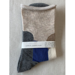 日式皆川明風格小衆文藝棉混女士中筒卷邊松口堆堆襪子時尚百搭襪