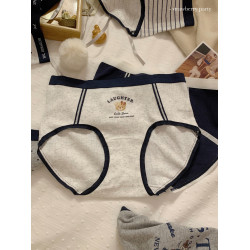 英倫小熊可愛中腰女士內褲女生純棉女款10A抗菌三角褲加長內襠