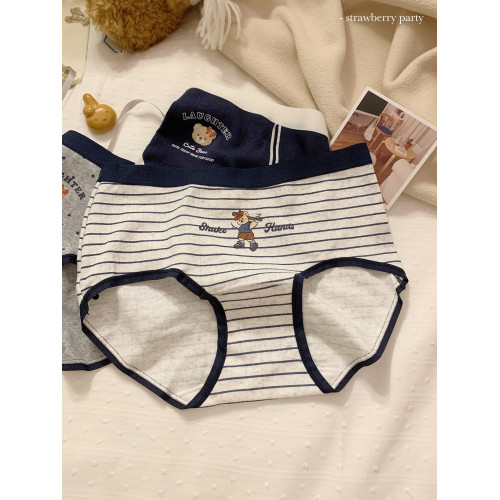 英倫小熊可愛中腰女士內褲女生純棉女款10A抗菌三角褲加長內襠 英倫小熊可愛中腰女士內褲女生純棉女款10A抗菌三角褲加長內襠