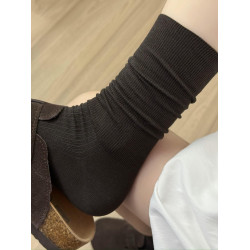 秋意濃~深咖色襪襪簡直秋冬bi備~可堆可直太好穿了！襪子女無骨棉