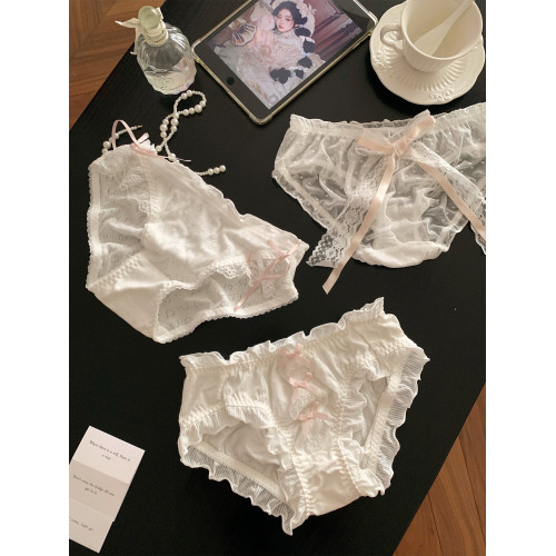 森日和葉甜美風白色系內褲女生純欲2025年新款女士三角褲蕾絲花邊 森日和葉甜美風白色系內褲女生純欲2025年新款女士三角褲蕾絲花邊