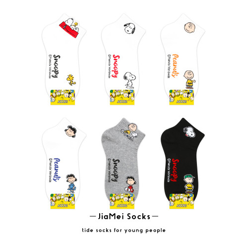 史努比襪子女可愛卡通短襪淺口學院風韓國東大門短筒春夏薄款棉襪