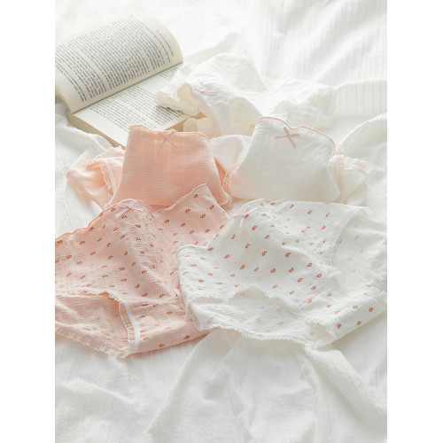 5條內褲女生純棉日系少女風可愛全棉抗菌襠中腰透氣女士三角短褲 5條內褲女生純棉日系少女風可愛全棉抗菌襠中腰透氣女士三角短褲