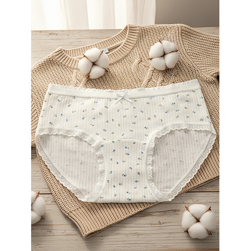 秋冬新品抗菌全棉加長襠碎花純棉女士內褲透氣包臀可愛女生三角褲 秋冬新品抗菌全棉加長襠碎花純棉女士內褲透氣包臀可愛女生三角褲