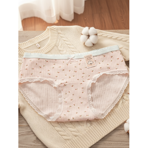 秋冬新品抗菌全棉加長襠碎花純棉女士內褲透氣包臀可愛女生三角褲