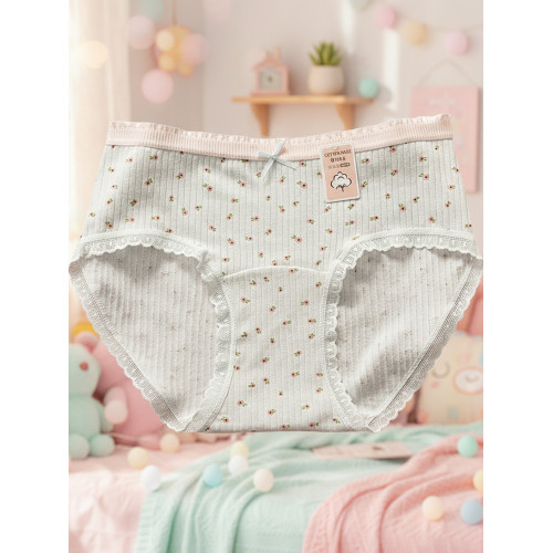 秋冬新品抗菌全棉加長襠碎花純棉女士內褲透氣包臀可愛女生三角褲 秋冬新品抗菌全棉加長襠碎花純棉女士內褲透氣包臀可愛女生三角褲