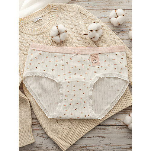 秋冬新品抗菌全棉加長襠碎花純棉女士內褲透氣包臀可愛女生三角褲 秋冬新品抗菌全棉加長襠碎花純棉女士內褲透氣包臀可愛女生三角褲