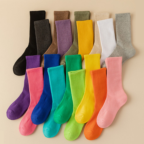 加厚毛巾底女瑜珈襪純色運動長筒中筒襪彩色毛巾襪配鯊魚褲的襪子 加厚毛巾底女瑜珈襪純色運動長筒中筒襪彩色毛巾襪配鯊魚褲的襪子