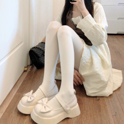 日系jk奶白色連褲襪女春秋光腿肉色絲襪天鵞絨lolita白色打底褲襪
